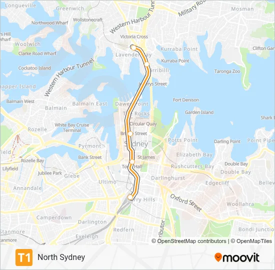 T1 Route: Schedules, Stops & Maps - North Sydney (Updated)