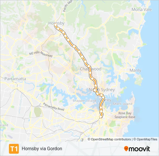 T1 Train Line Map