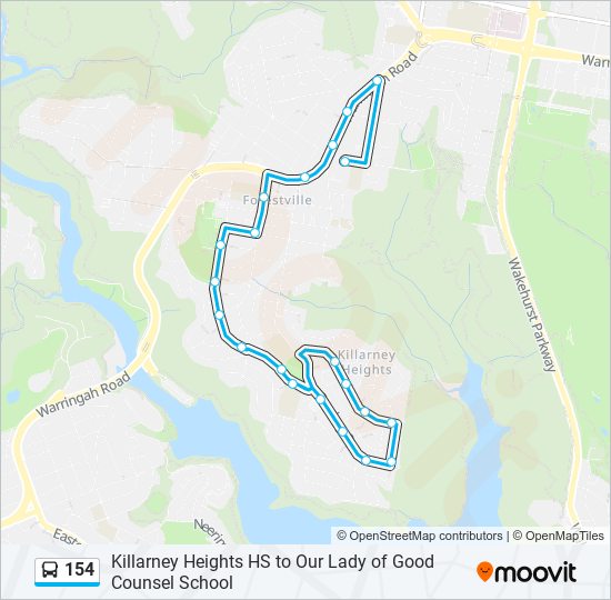 154 bus Line Map