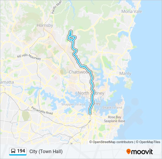 194 bus Line Map