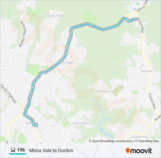 196 bus Line Map