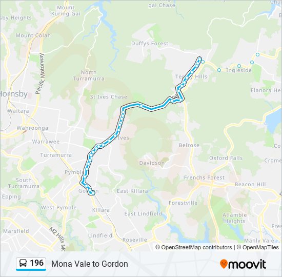 196 bus Line Map