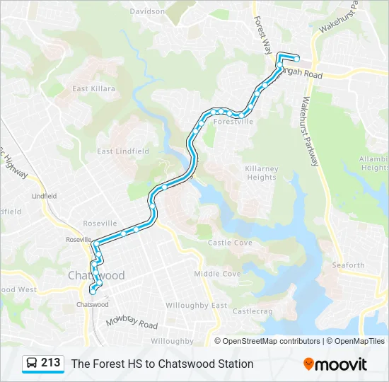 213 Bus Line Map