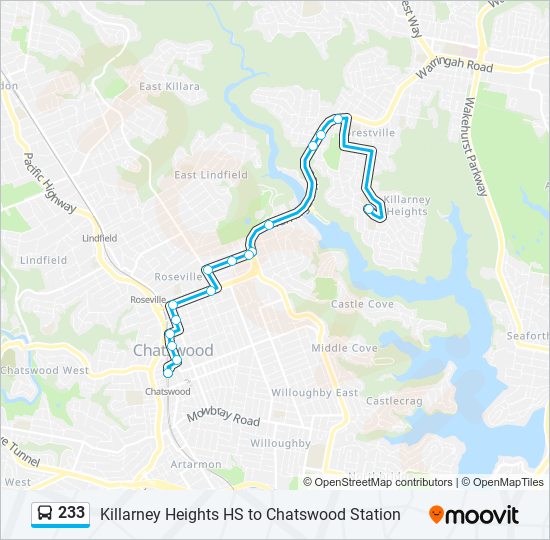 Mapa de 233 de autobús