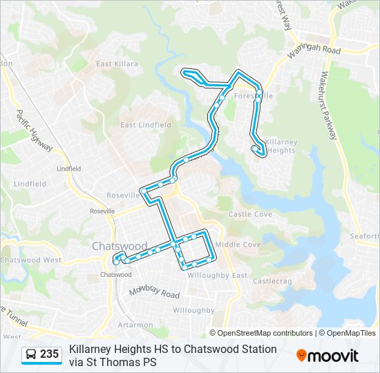 235 bus Line Map