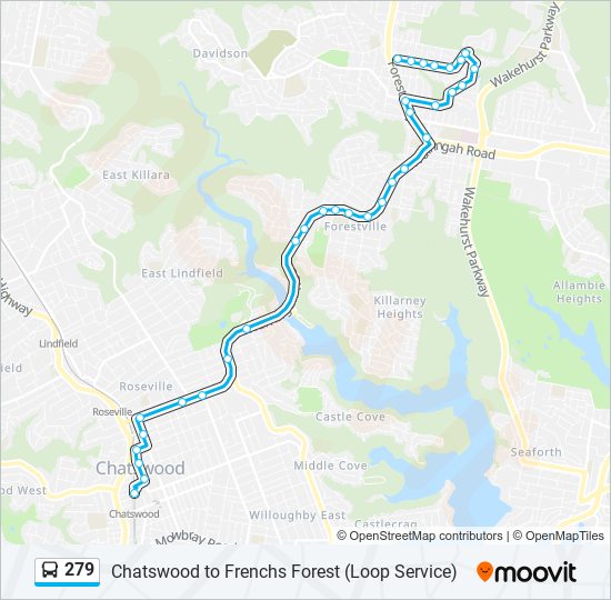 279 bus Line Map