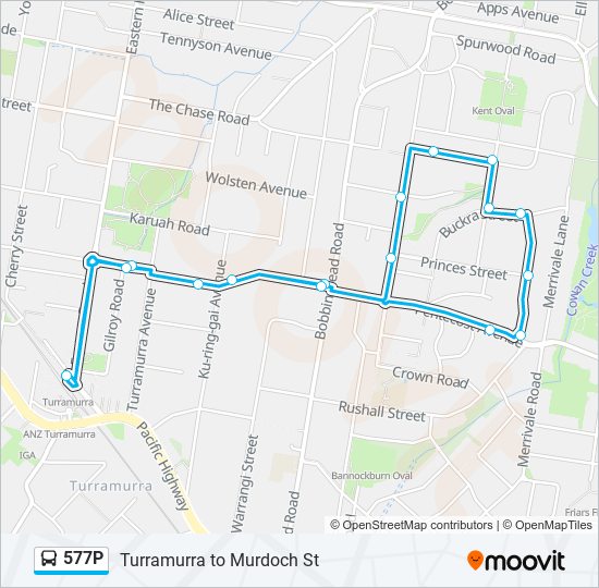 577P bus Line Map