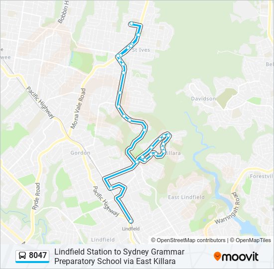 Mapa de 8047 de autobús