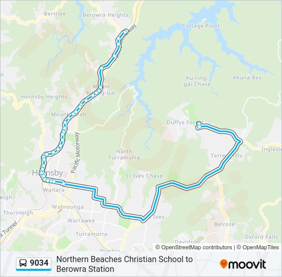 9034 bus Line Map