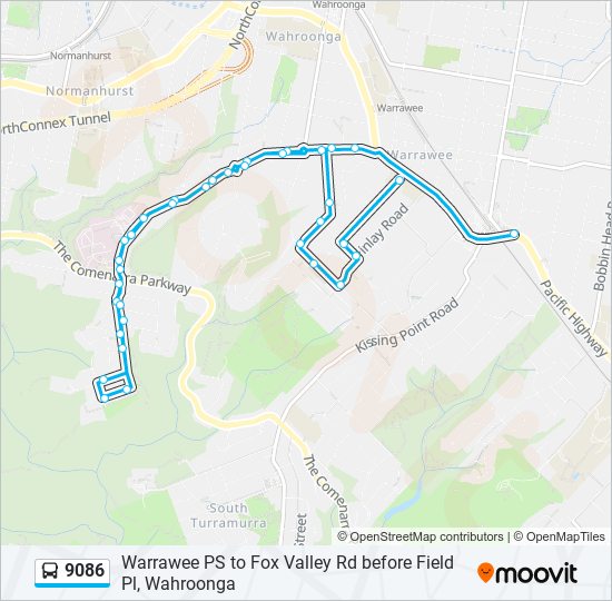 Mapa de 9086 de autobús