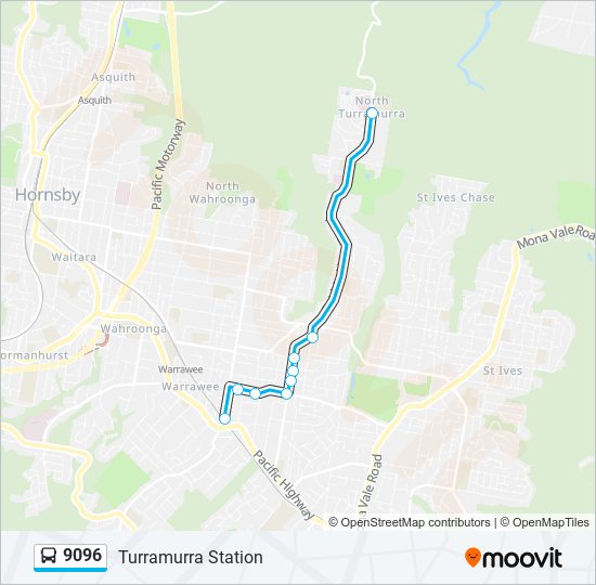 Mapa de 9096 de autobús