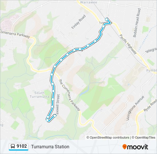 Mapa de 9102 de autobús