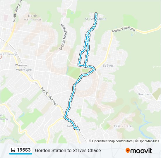 Mapa de 195S3 de autobús