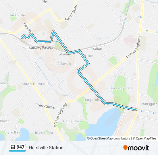 Mapa de 947 de autobús