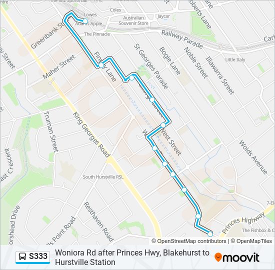 S333 bus Line Map