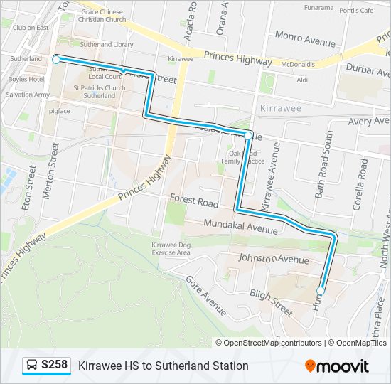 S258 bus Line Map