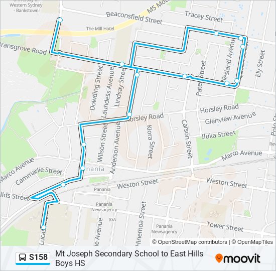 S158 bus Line Map