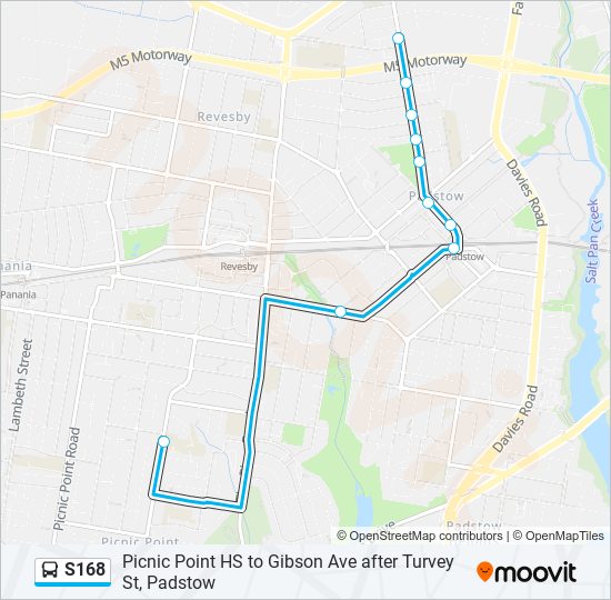 S168 bus Line Map