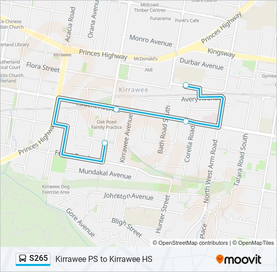 S265 bus Line Map