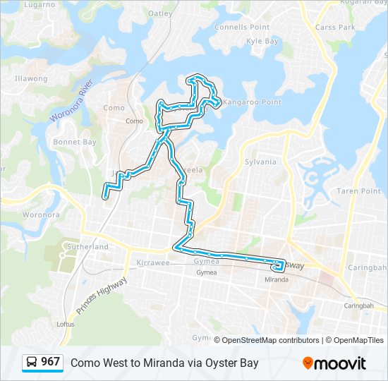 967 bus Line Map