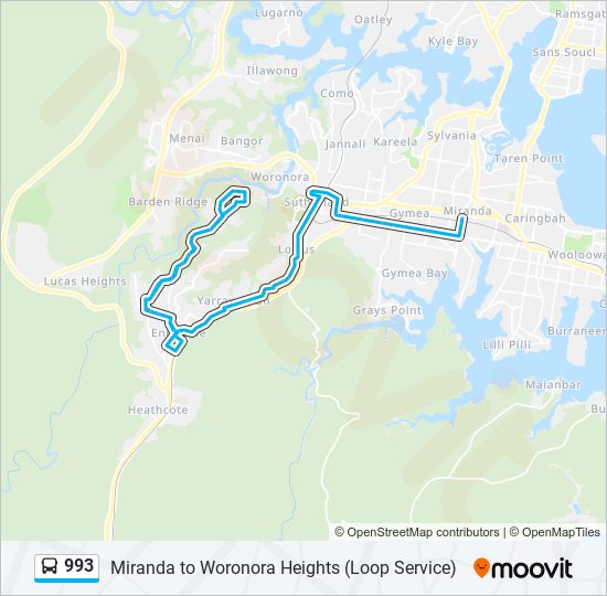 Mapa de 993 de autobús