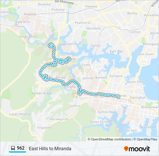 Mapa de 962 de autobús