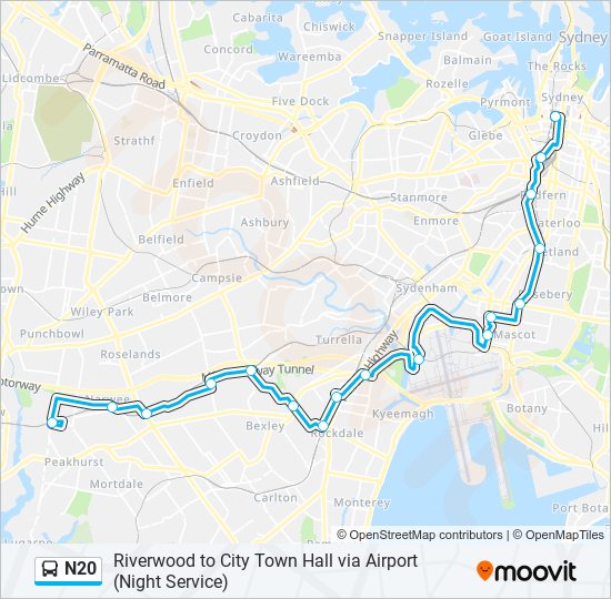 N20 bus Line Map