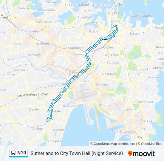N10 Bus Line Map