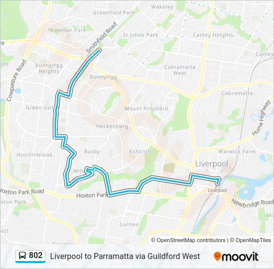 802 Bus Line Map
