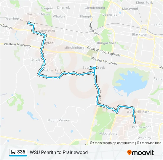 835 Bus Line Map