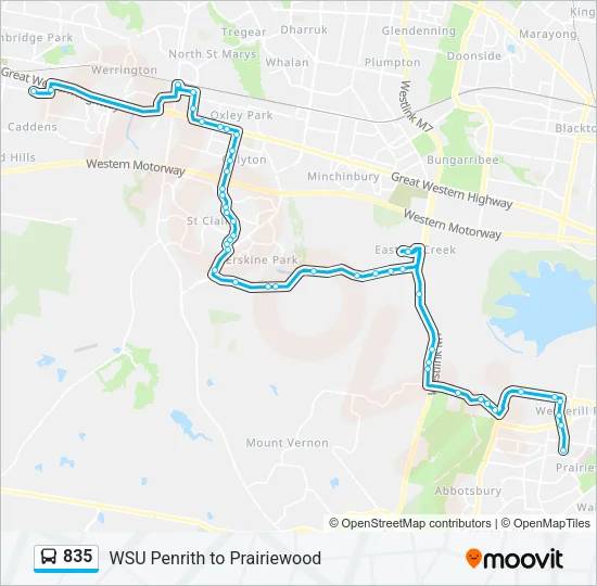 835 Bus Line Map