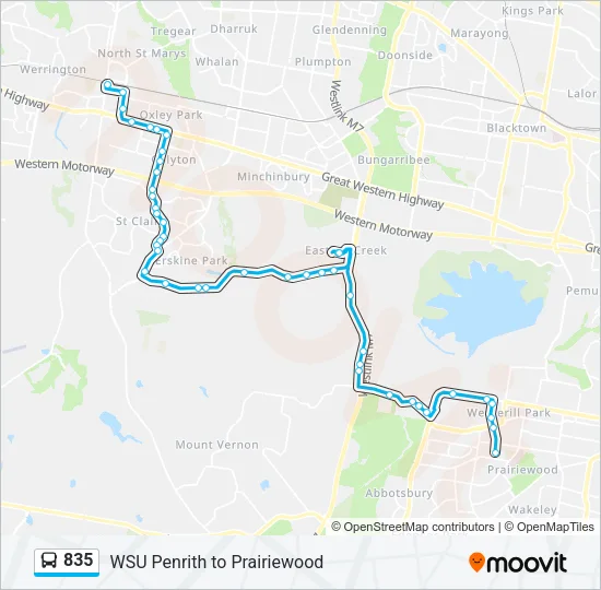 835 Bus Line Map