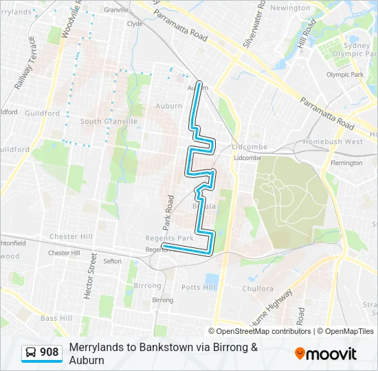 908 Bus Line Map