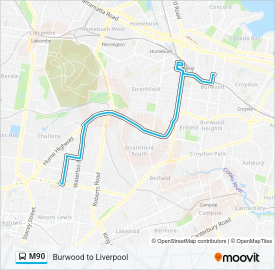 M90 Bus Line Map