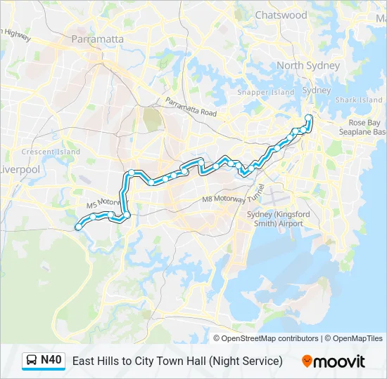 N40 Bus Line Map
