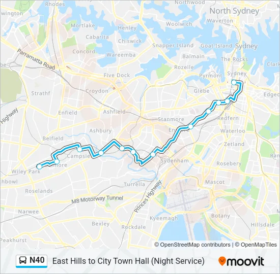 N40 Bus Line Map