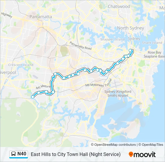 N40 Bus Line Map