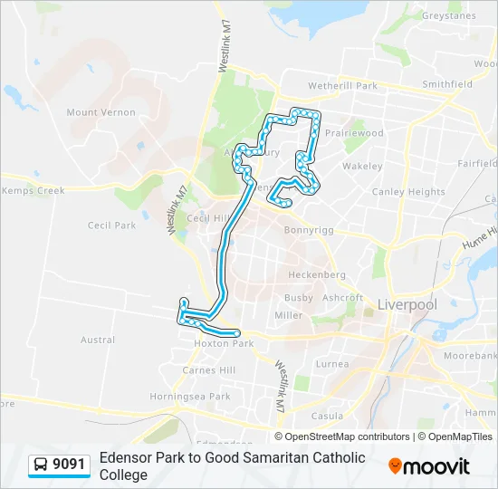 9091 Bus Line Map