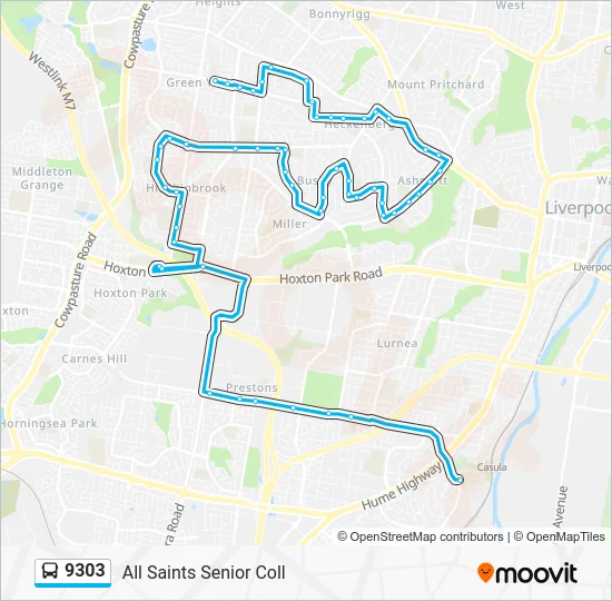 9303 Route: Schedules, Stops & Maps - All Saints Senior Coll (Updated)