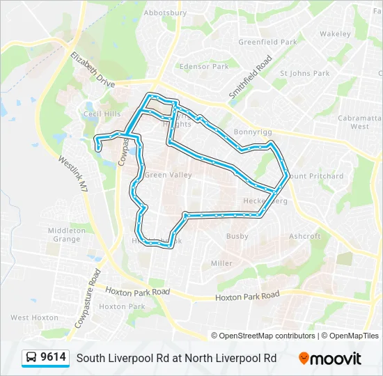 9614 Bus Line Map