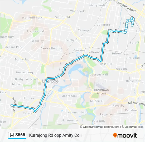 S565 Route: Schedules, Stops & Maps - Kurrajong Rd opp Amity Coll (Updated)