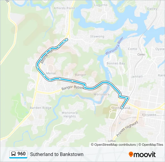 960 Bus Line Map