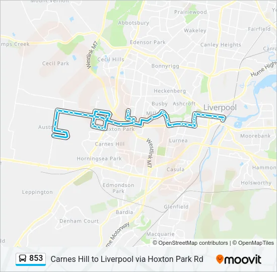 853 Bus Line Map