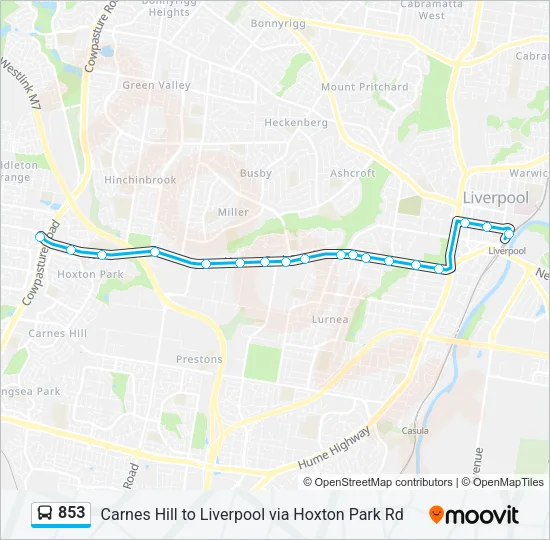 853 Bus Line Map
