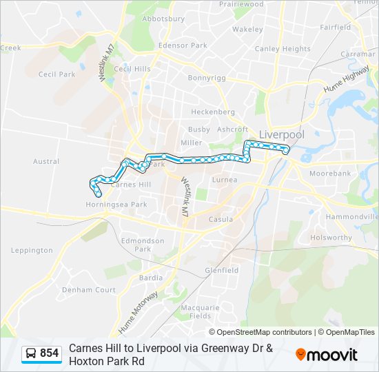 Mapa de 854 de autobús