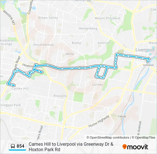 854 Route - Carnes Hill to Liverpool via Greenway Dr & Hoxton Park Rd ...
