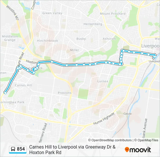 854 Route - Carnes Hill to Liverpool via Greenway Dr & Hoxton Park Rd ...