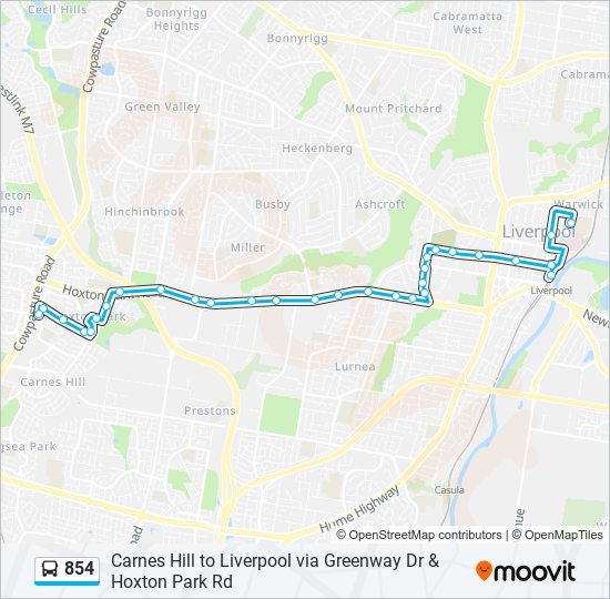 854 bus Line Map