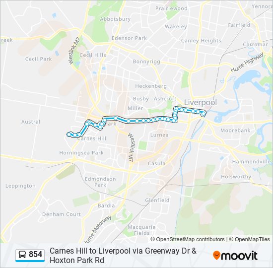 Mapa de 854 de autobús