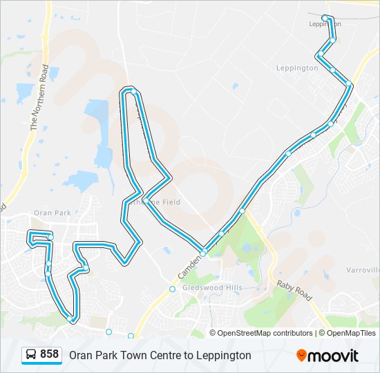 Mapa de 858 de autobús